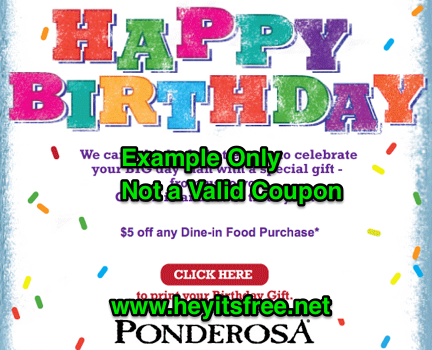 Ponderosa Birthday Freebie