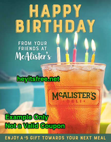 McAlisters Deli Birthday Freebie