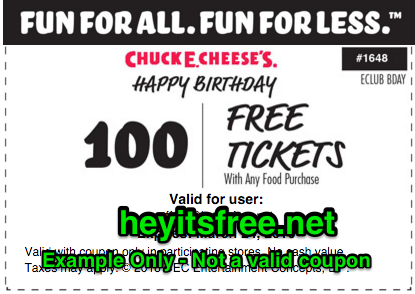 Chuck E Cheese Birthday Freebie