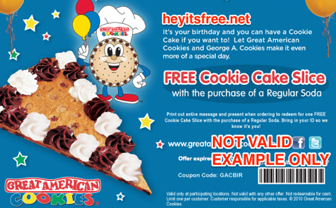 Great American Cookies Birthday Freebie