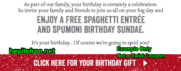 Spaghetti Warehouse Birthday Freebie