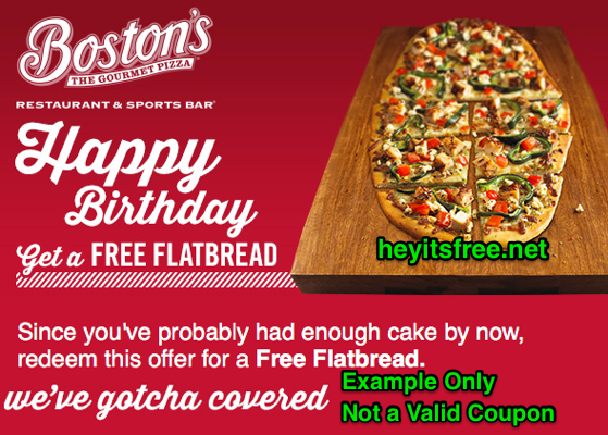 Boston's The Gourmet Pizza Birthday Freebie