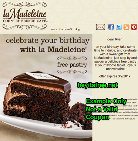 la Madeleine Birthday Freebie