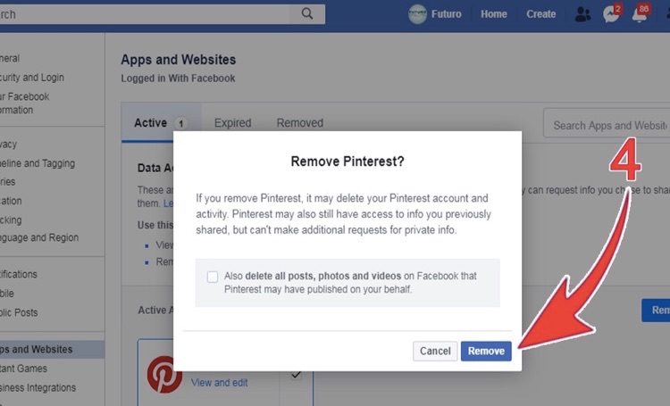 How To Remove Facebook App Step 4