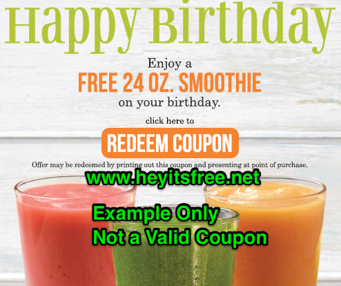 Tropical Smoothie Birthday Freebie