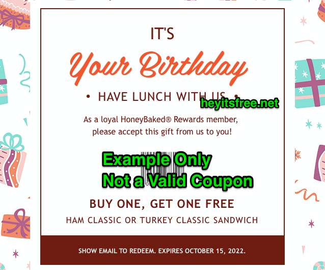 HoneyBaked Ham Birthday Freebie