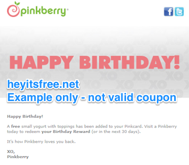 Pinkberry Birthday Freebie