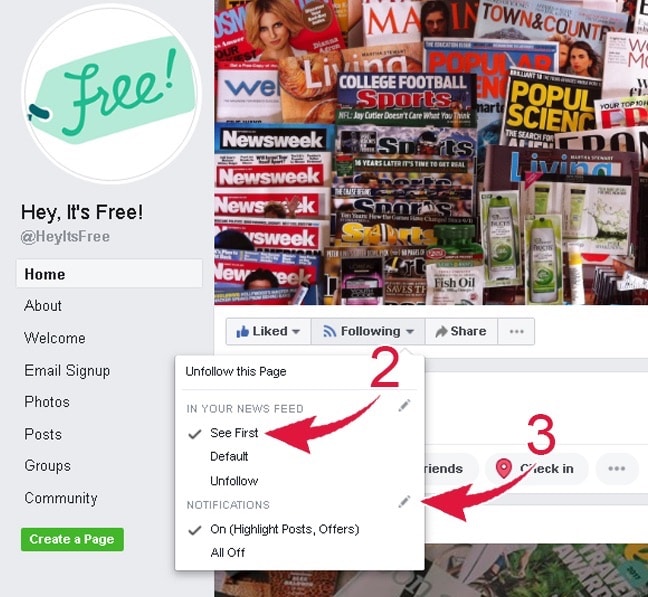 Get Facebook Page Updates Freebies Step 2