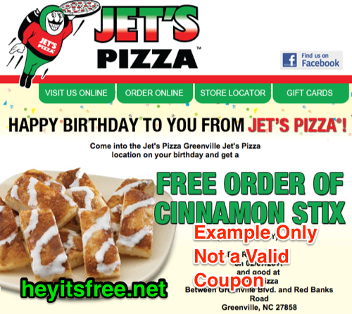 Jets Pizza Birthday Freebie