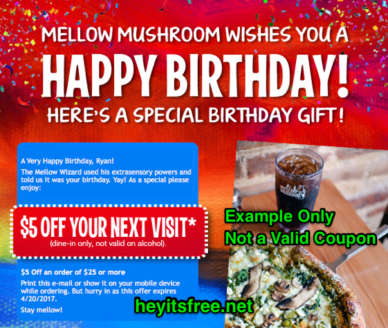 Mellow Mushroom Birthday Freebie