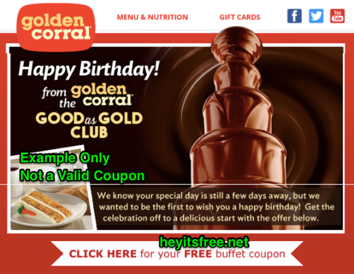 Golden Corral Birthday Freebie