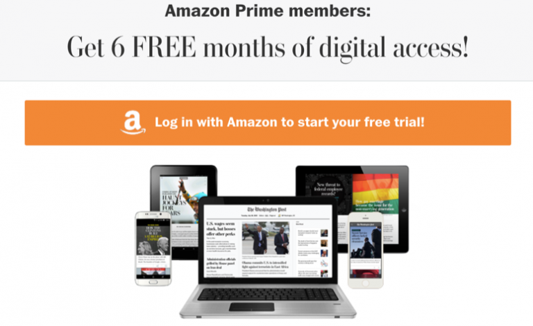 Free Washington Post Subscription from Amazon Prime