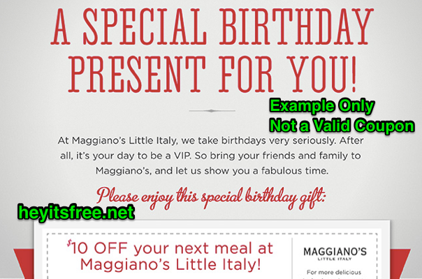 Maggiano's Little Italy Birthday Freebie