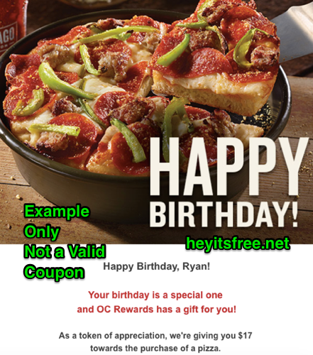 Old Chicago Birthday Free Pizza