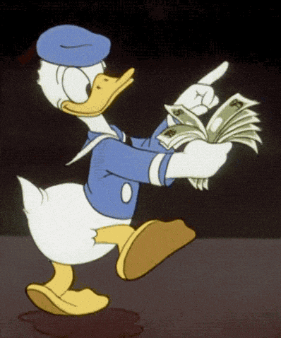 Donal Duck Counting Cash