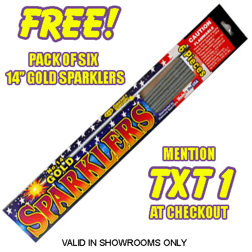 6 Free Gold Sparklers at Phantom Fireworks