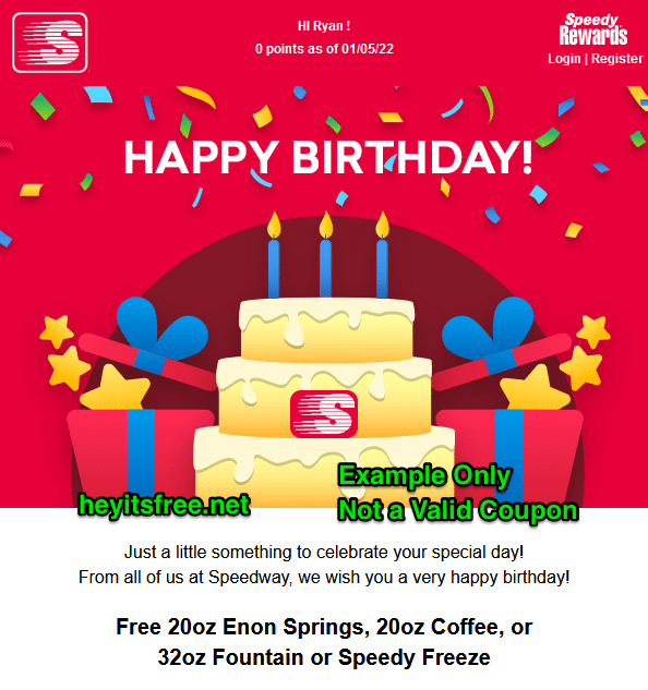 Speedway Birthday Freebie