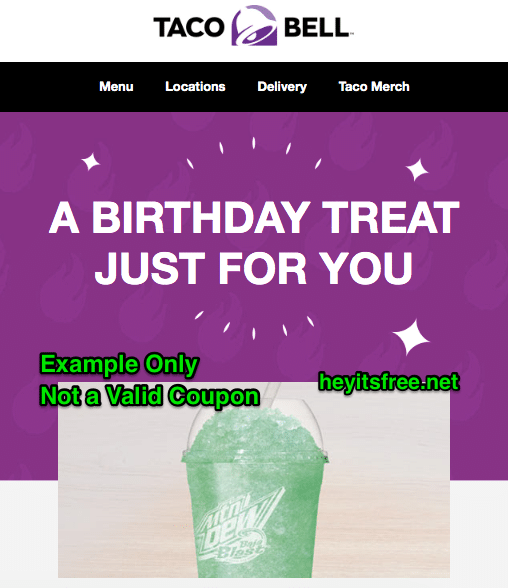 Taco bell birthday reward
