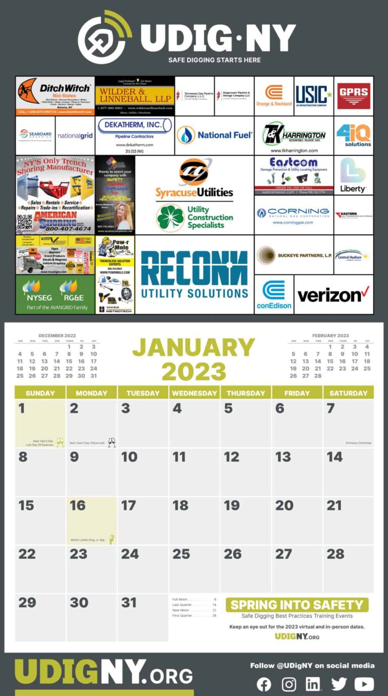 Free UDig NY 2023 Calendar