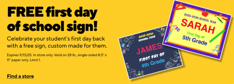 Free School Sign from Staples
