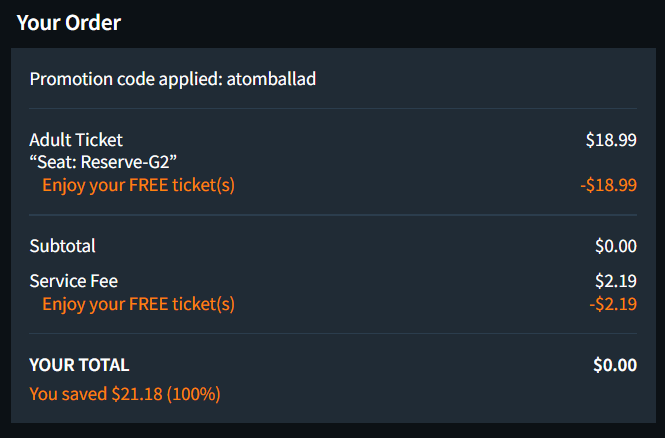 Power Ballad free tickets from Atom