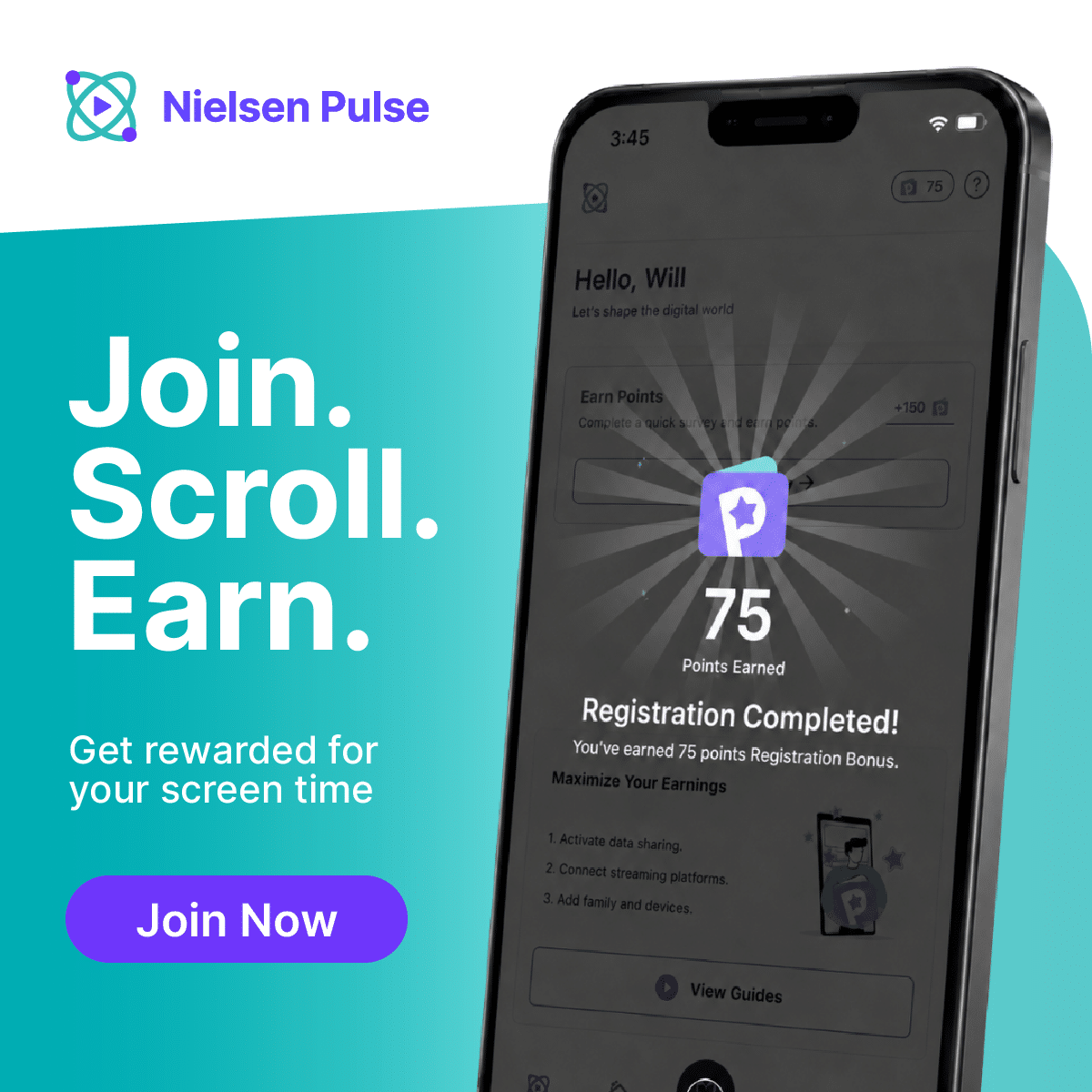 Nielsen Pulse Earn Rewards by Scrolling